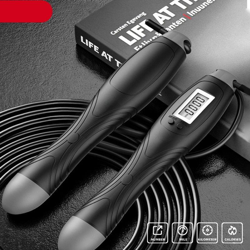 Jump Rope With Counter Adjustable Digital Counting Jumping Rope LCD Digital Counting Skipping Ropes Adjustable Weight Calories Time Setting With Sound Reminder Jump Ropes For Fitness Exercise Workout Gym Stevvex