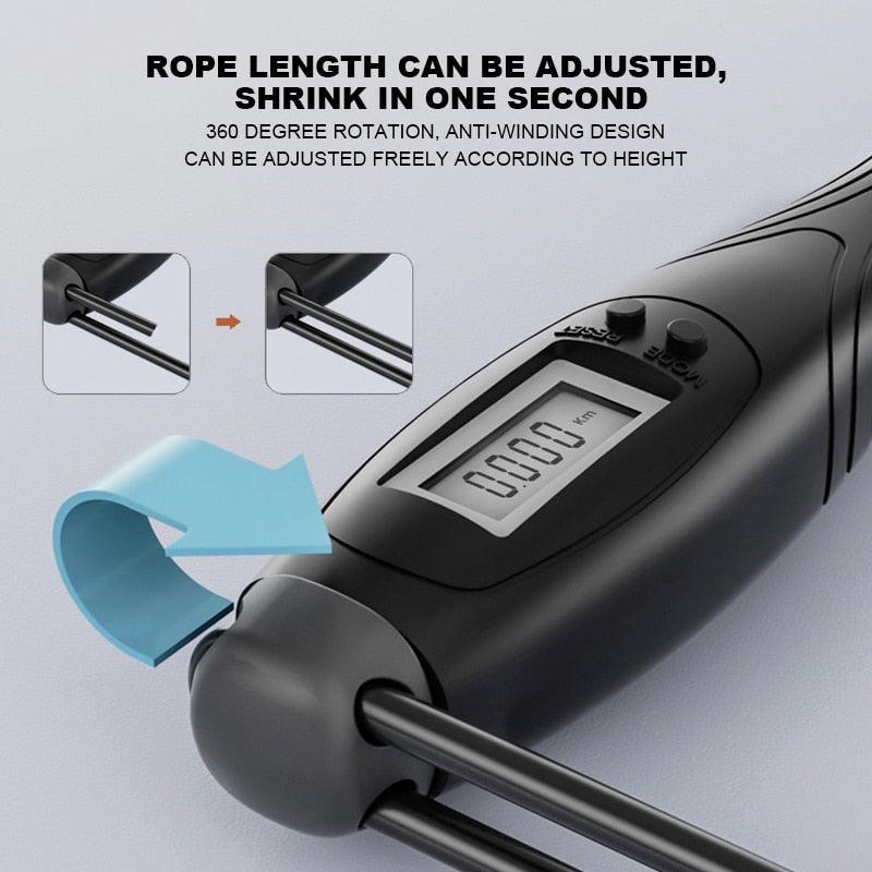 Jump Rope With Counter Adjustable Digital Counting Jumping Rope LCD Digital Counting Skipping Ropes Adjustable Weight Calories Time Setting With Sound Reminder Jump Ropes For Fitness Exercise Workout Gym Stevvex
