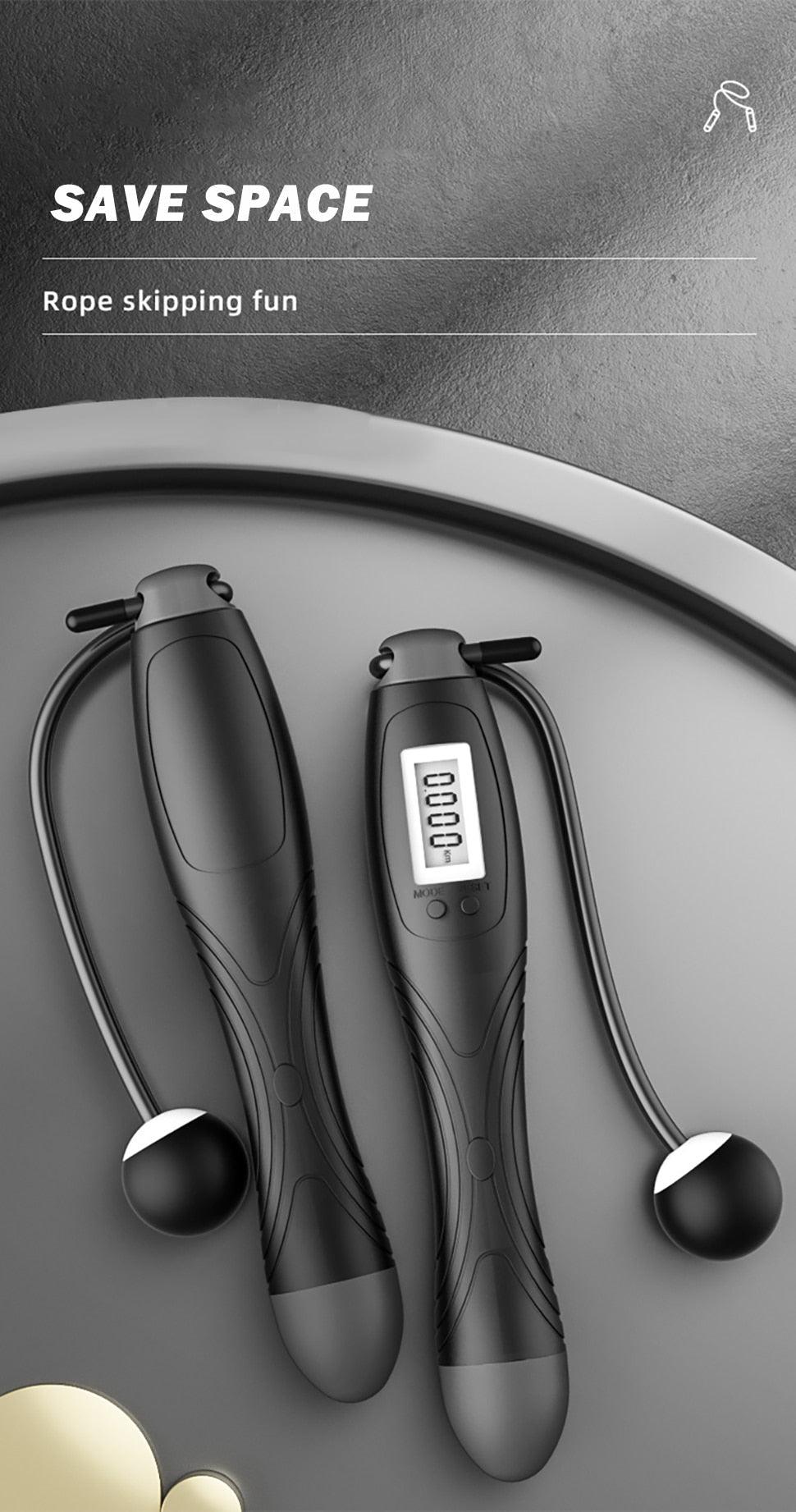 Jump Rope With Counter Adjustable Digital Counting Jumping Rope LCD Digital Counting Skipping Ropes Adjustable Weight Calories Time Setting With Sound Reminder Jump Ropes For Fitness Exercise Workout Gym Stevvex