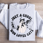 Just A Ghoul Who Loves Cats Sweatshirt Peachy Sunday