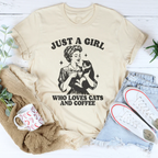 Just A Girl Who Loves Cats And Coffee Tee Peachy Sunday