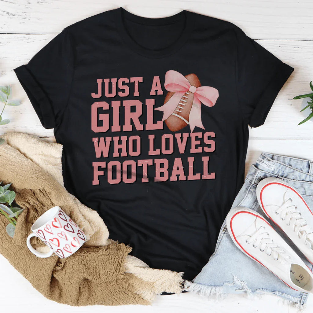 Just A Girl Who Loves Football Tee Peachy Sunday
