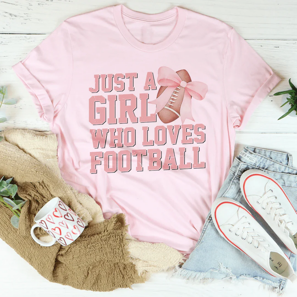 Just A Girl Who Loves Football Tee Peachy Sunday