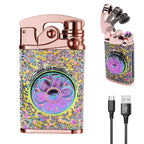 YOZWOO Electric Lighter Dual Arc Lighter USB Rechargeable Lighter Windproof Flameless Lighter Candle Lighters Cool Lighter Revolve with Box for Friends Family Lovers (Magic)