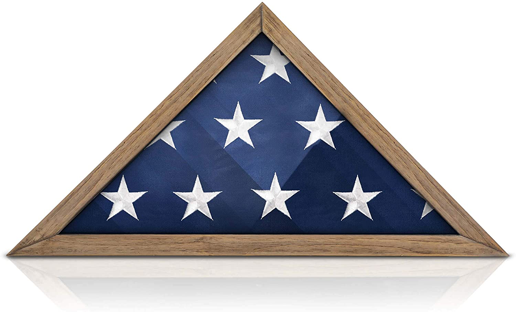SOLID WOOD Military Flag Display Case for 9.5 x 5 American Veteran Burial Flag (Weathered Wood) The Military Gift Store