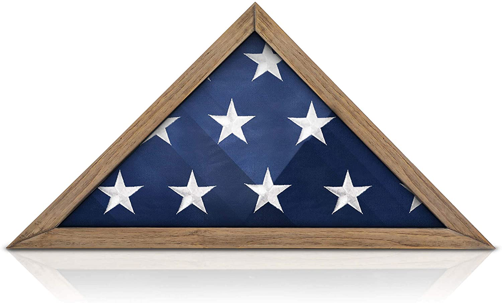 SOLID WOOD Military Flag Display Case for 9.5 x 5 American Veteran Burial Flag, Wall Mounted Burial Flag Frame The Military Gift Store