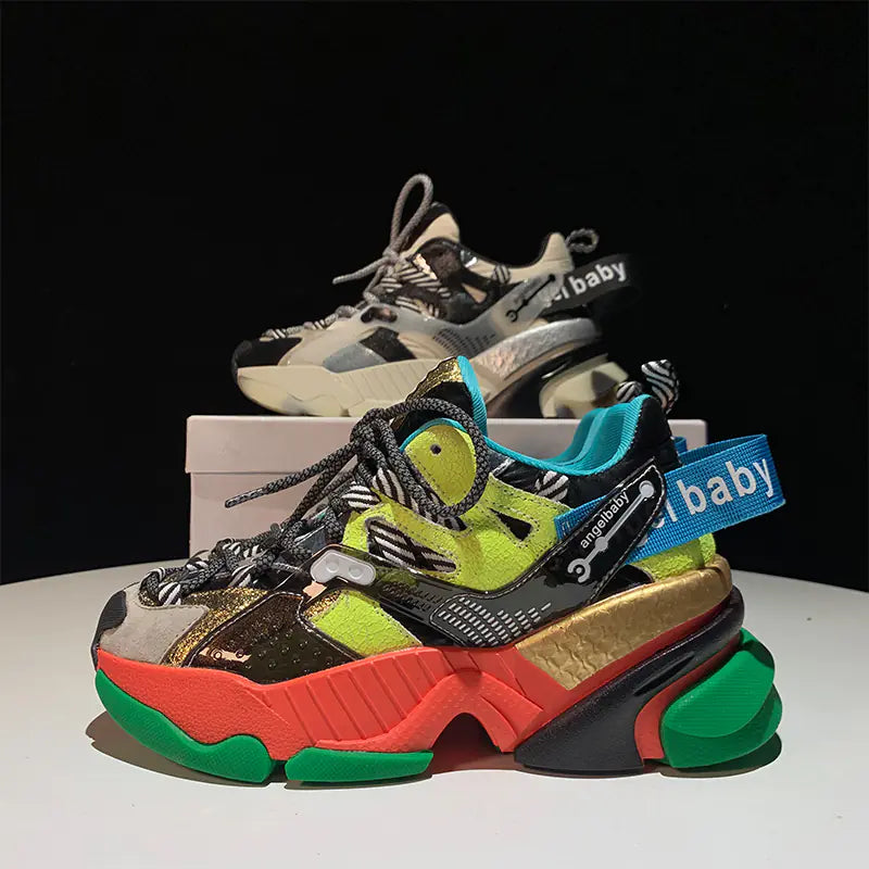 Trendy Color Block Platform Sneakers for Women Pi-Mart