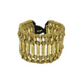 Kada Cuff Handwoven Metal Beads Cotton Thread Boho Indian Inspired 7.5in BandsCo Straps