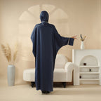 Kaftan Batwing Sleeve Luxury Satin Diamond Abaya 2-Piece Set (MA121)