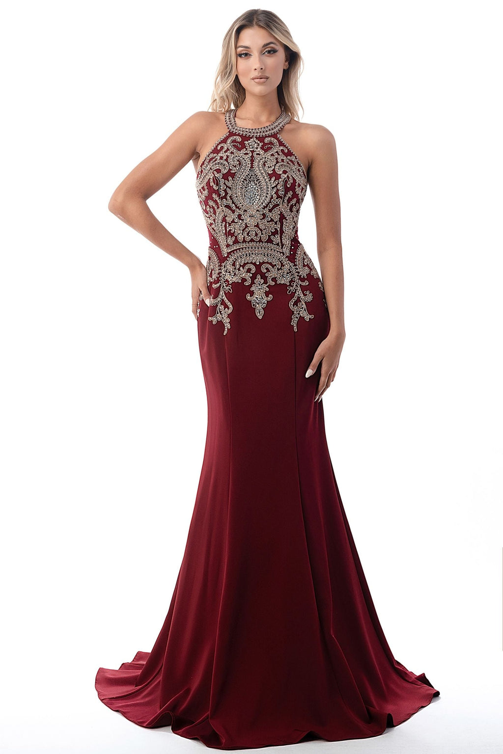 High neck mermaid dress Purplish Diva