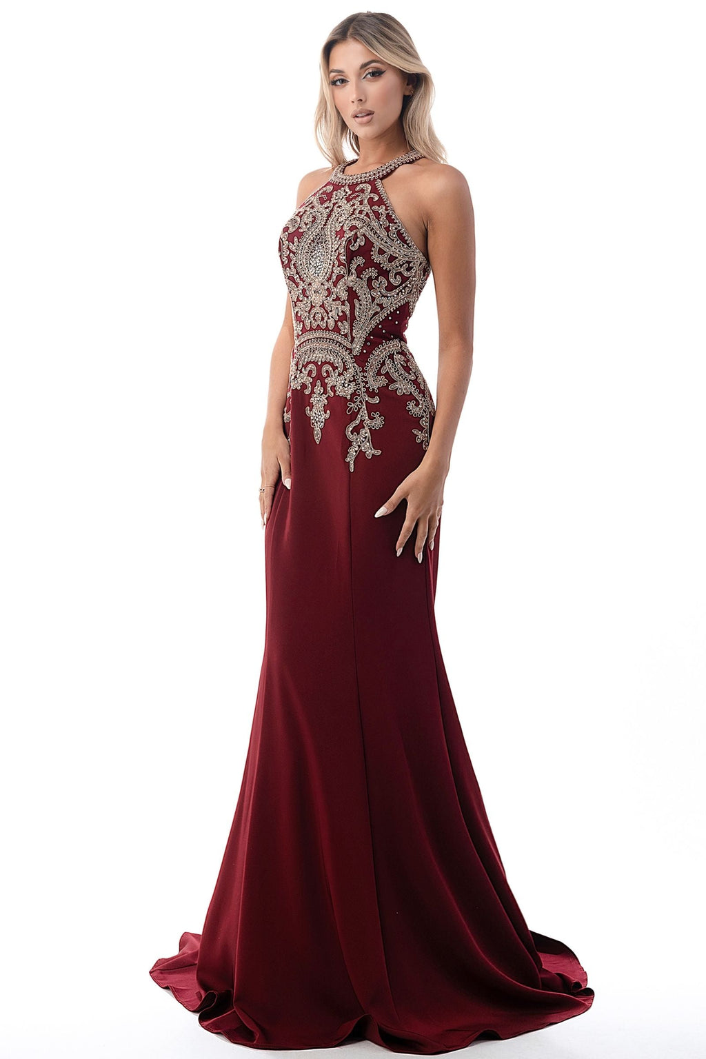 High neck mermaid dress Purplish Diva