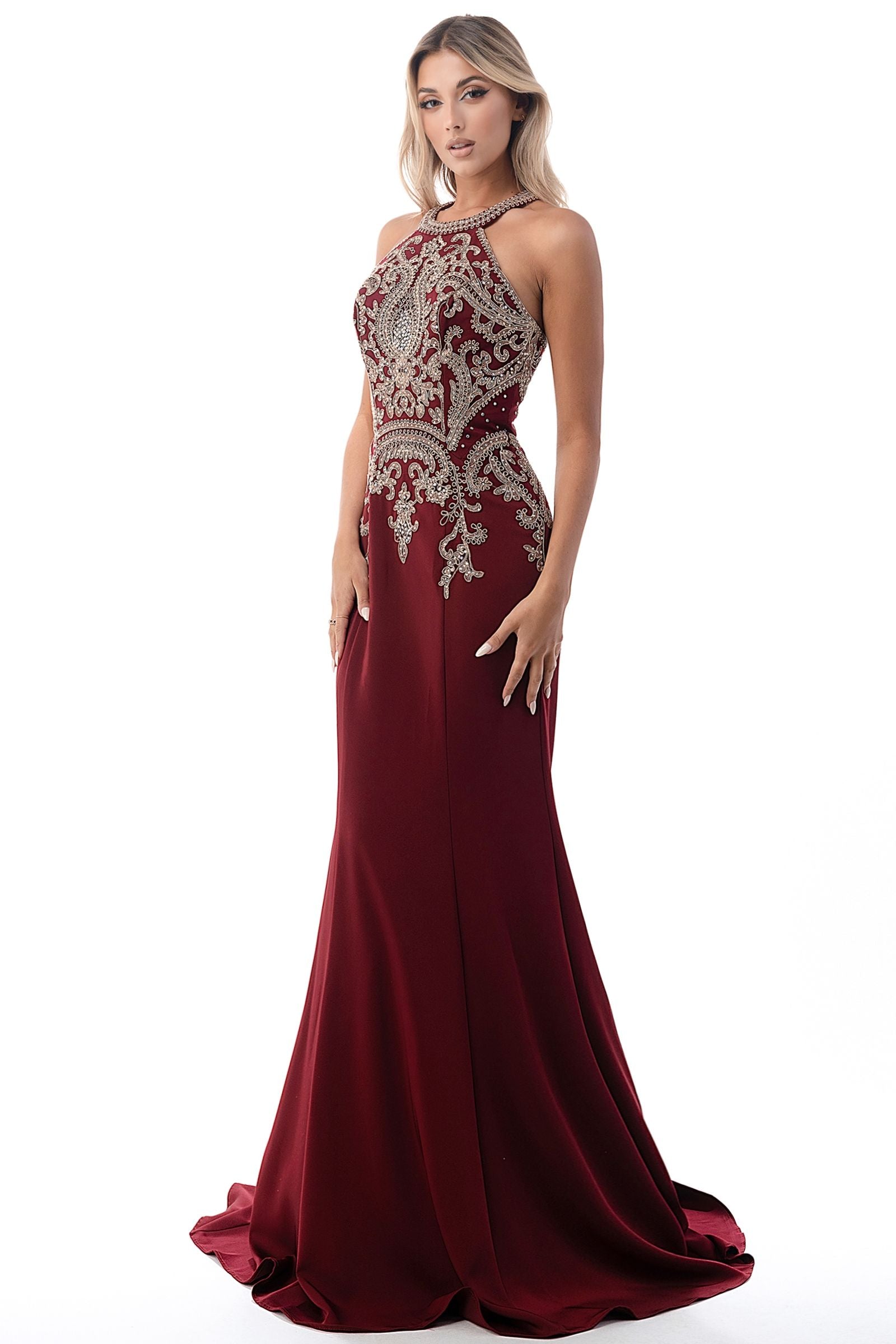 High neck mermaid dress Purplish Diva