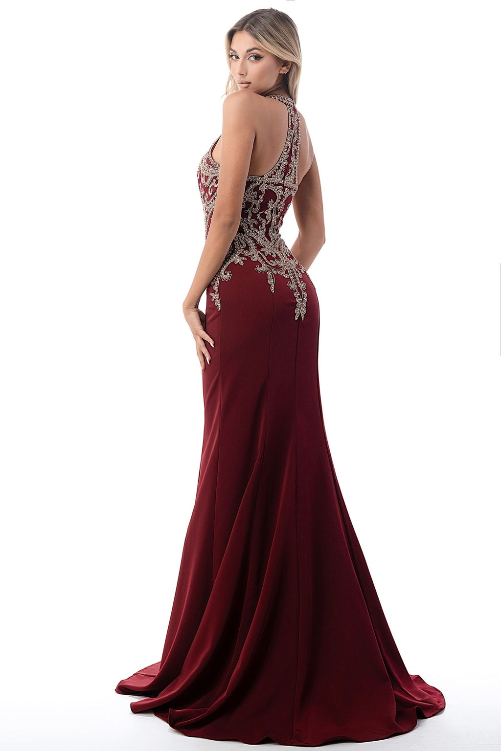 High neck mermaid dress Purplish Diva