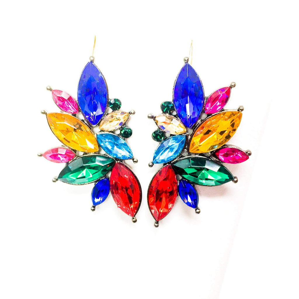 Kaleidoscope Angel Dangle Earrings Colorful Crystal