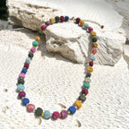 Kantha Bead Necklace Recycled Sari Fabric Handmade Colorful Ethnic Jewelry BandsCo Straps