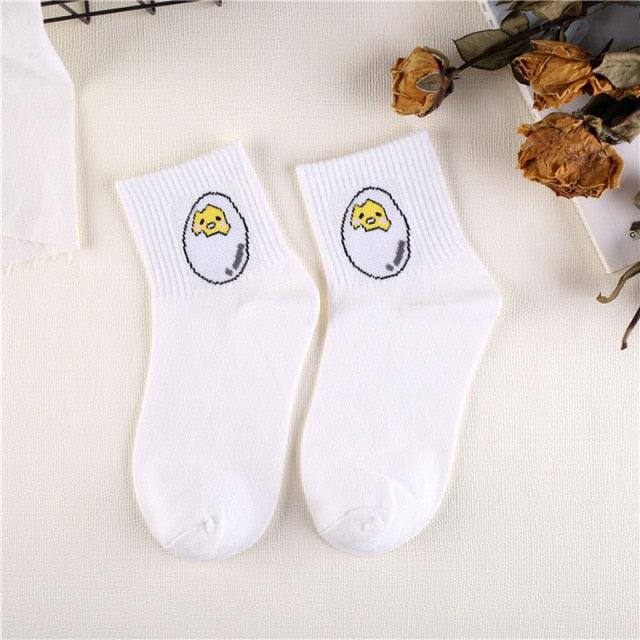 Kawaii Women Animals Cartoon Tube Socks Cute Egg Rabbit Panther Cotton Long Socks Female and Ladies Pink Milk White Short Ankle Socks For Women Stevvex