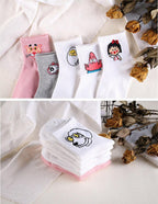 Kawaii Women Animals Cartoon Tube Socks Cute Egg Rabbit Panther Cotton Long Socks Female and Ladies Pink Milk White Short Ankle Socks For Women Stevvex