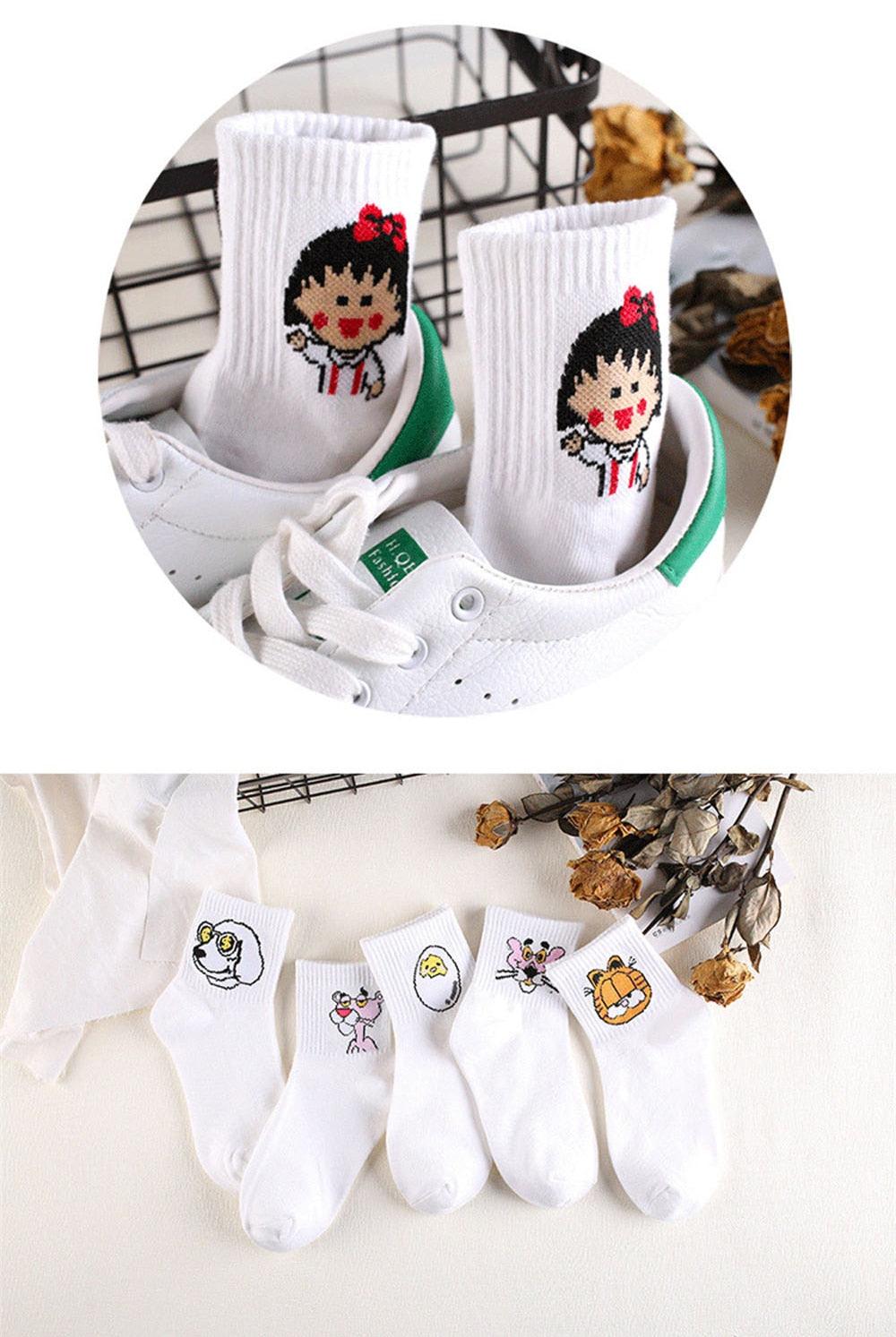 Kawaii Women Animals Cartoon Tube Socks Cute Egg Rabbit Panther Cotton Long Socks Female and Ladies Pink Milk White Short Ankle Socks For Women Stevvex