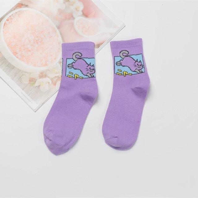 Kawaii Women Animals Cartoon Tube Socks Cute Egg Rabbit Panther Cotton Long Socks Female and Ladies Pink Milk White Short Ankle Socks For Women Stevvex