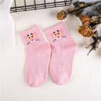 Kawaii Women Animals Cartoon Tube Socks Cute Egg Rabbit Panther Cotton Long Socks Female and Ladies Pink Milk White Short Ankle Socks For Women Stevvex