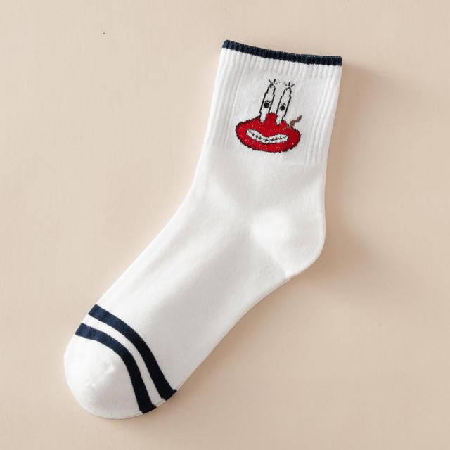 Kawaii Women Animals Cartoon Tube Socks Cute Egg Rabbit Panther Cotton Long Socks Female and Ladies Pink Milk White Short Ankle Socks For Women Stevvex