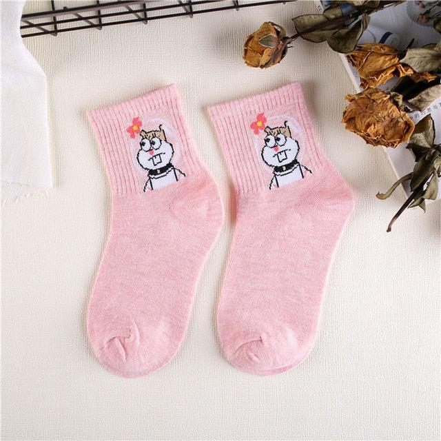 Kawaii Women Animals Cartoon Tube Socks Cute Egg Rabbit Panther Cotton Long Socks Female and Ladies Pink Milk White Short Ankle Socks For Women Stevvex