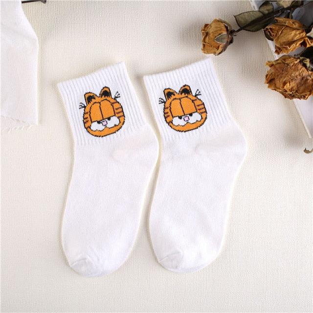 Kawaii Women Animals Cartoon Tube Socks Cute Egg Rabbit Panther Cotton Long Socks Female and Ladies Pink Milk White Short Ankle Socks For Women Stevvex