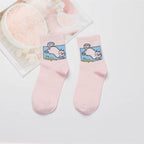 Kawaii Women Animals Cartoon Tube Socks Cute Egg Rabbit Panther Cotton Long Socks Female and Ladies Pink Milk White Short Ankle Socks For Women Stevvex