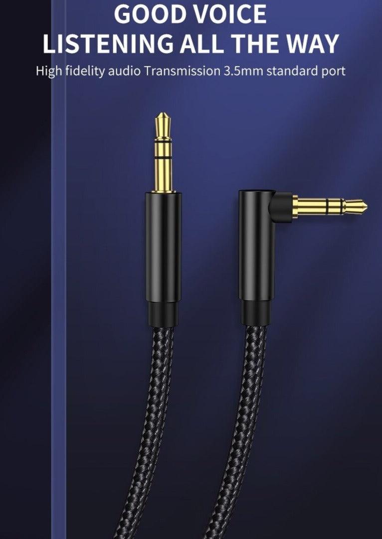 AUX Cable Jack 3.5mm Audio Jack Speaker Audio Cable Stereo Aux Cord 90 Degree Right Angle Aux Cable Compatible Cable For Headphones Car Tablets Speakers Stevvex