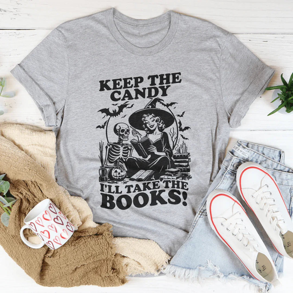 Keep The Candy I'll Take The Books Tee Peachy Sunday