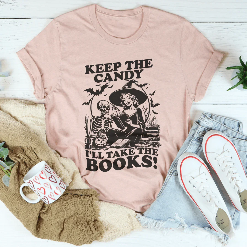 Keep The Candy I'll Take The Books Tee Peachy Sunday