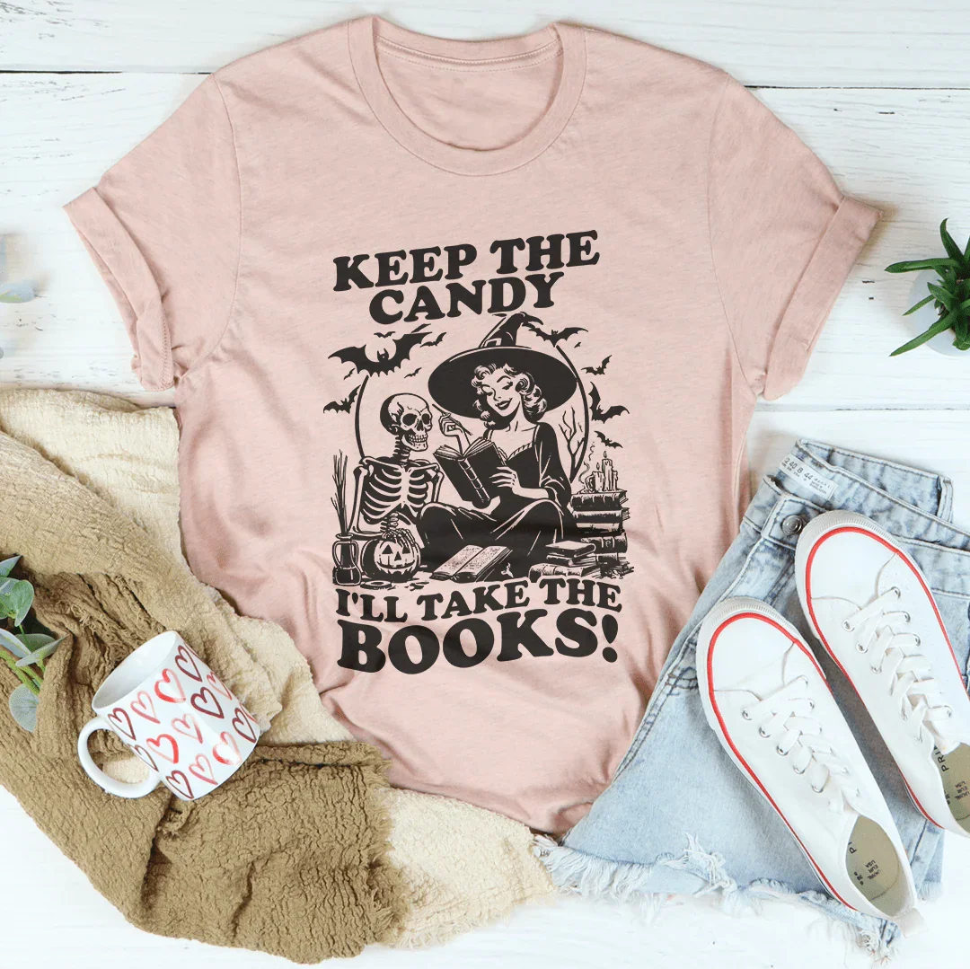 Keep The Candy I'll Take The Books Tee Peachy Sunday