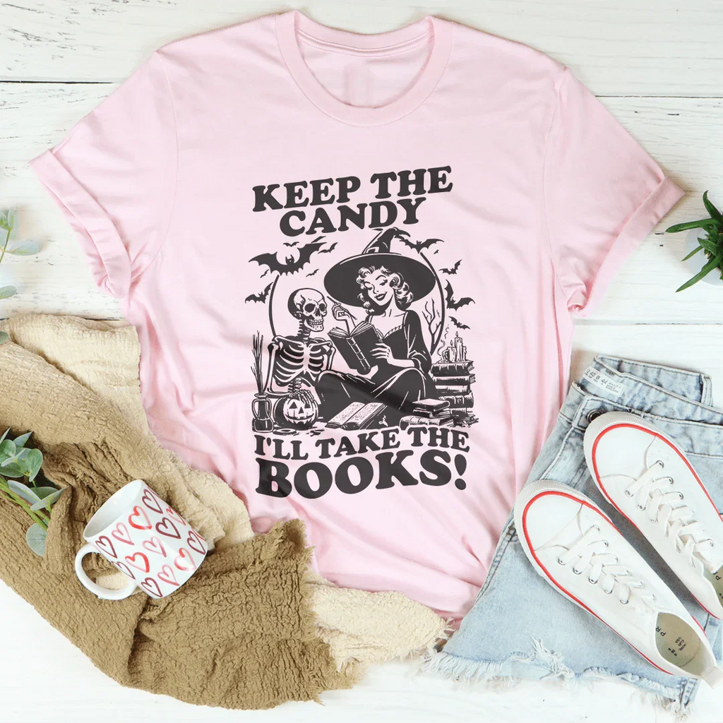 Keep The Candy I'll Take The Books Tee Peachy Sunday