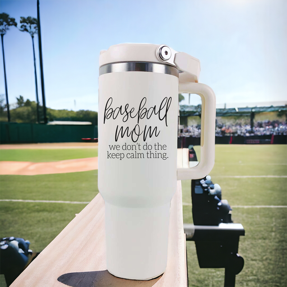 Baseball Mom 40oz Tumbler With Handle Straw Spill Proof Spout Travel Cup BandsCo Straps