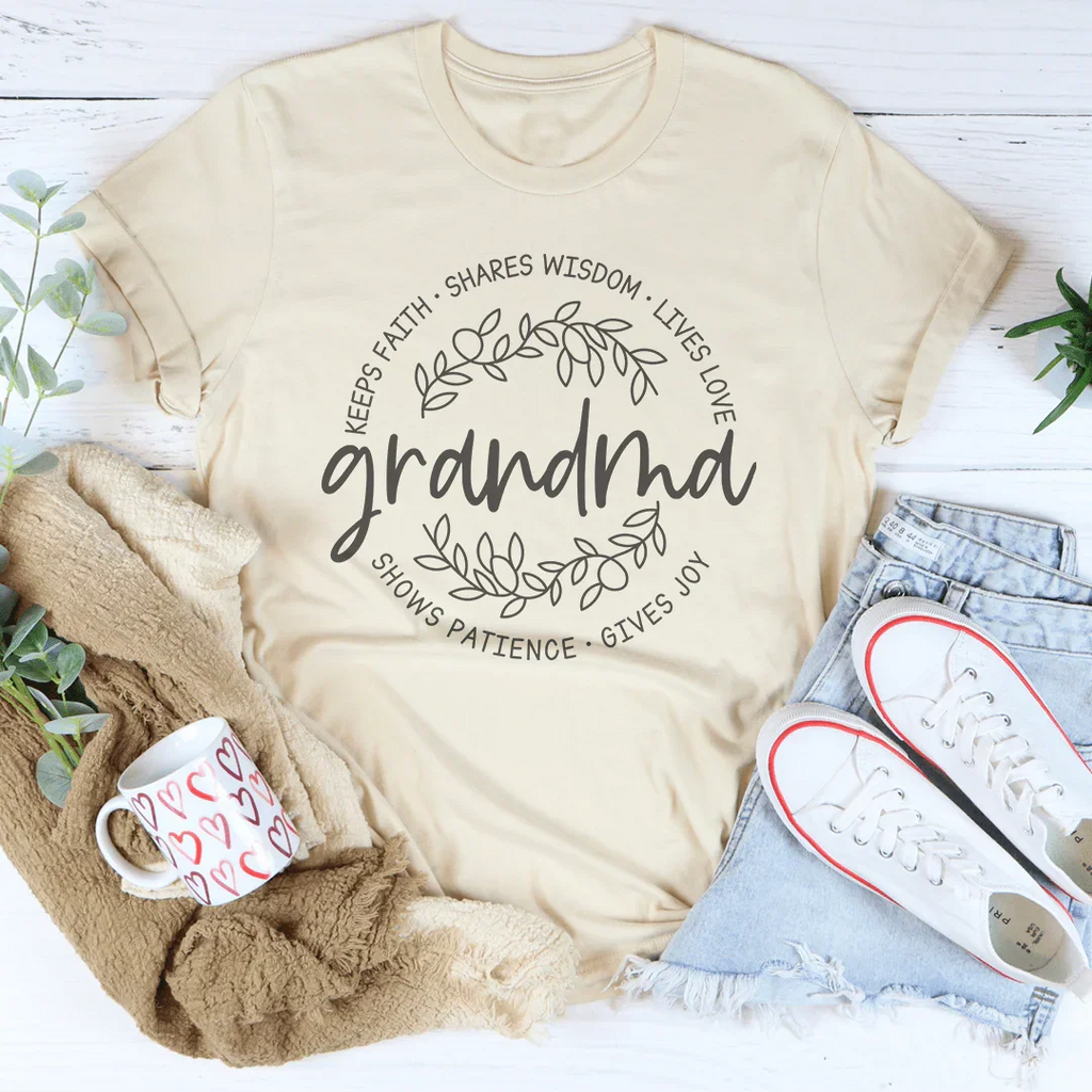 Keeps Faith Shares Wisdom Lives Love Tee Peachy Sunday