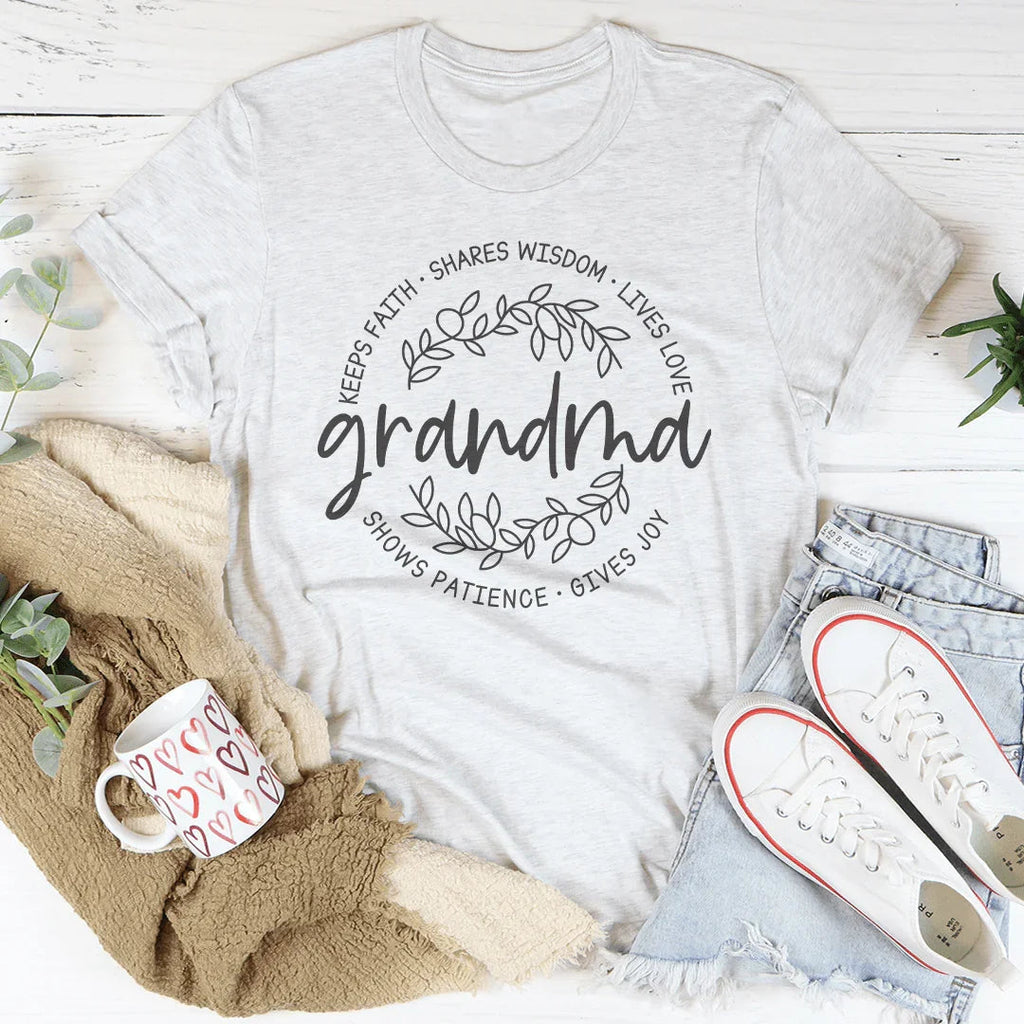 Keeps Faith Shares Wisdom Lives Love Tee Peachy Sunday