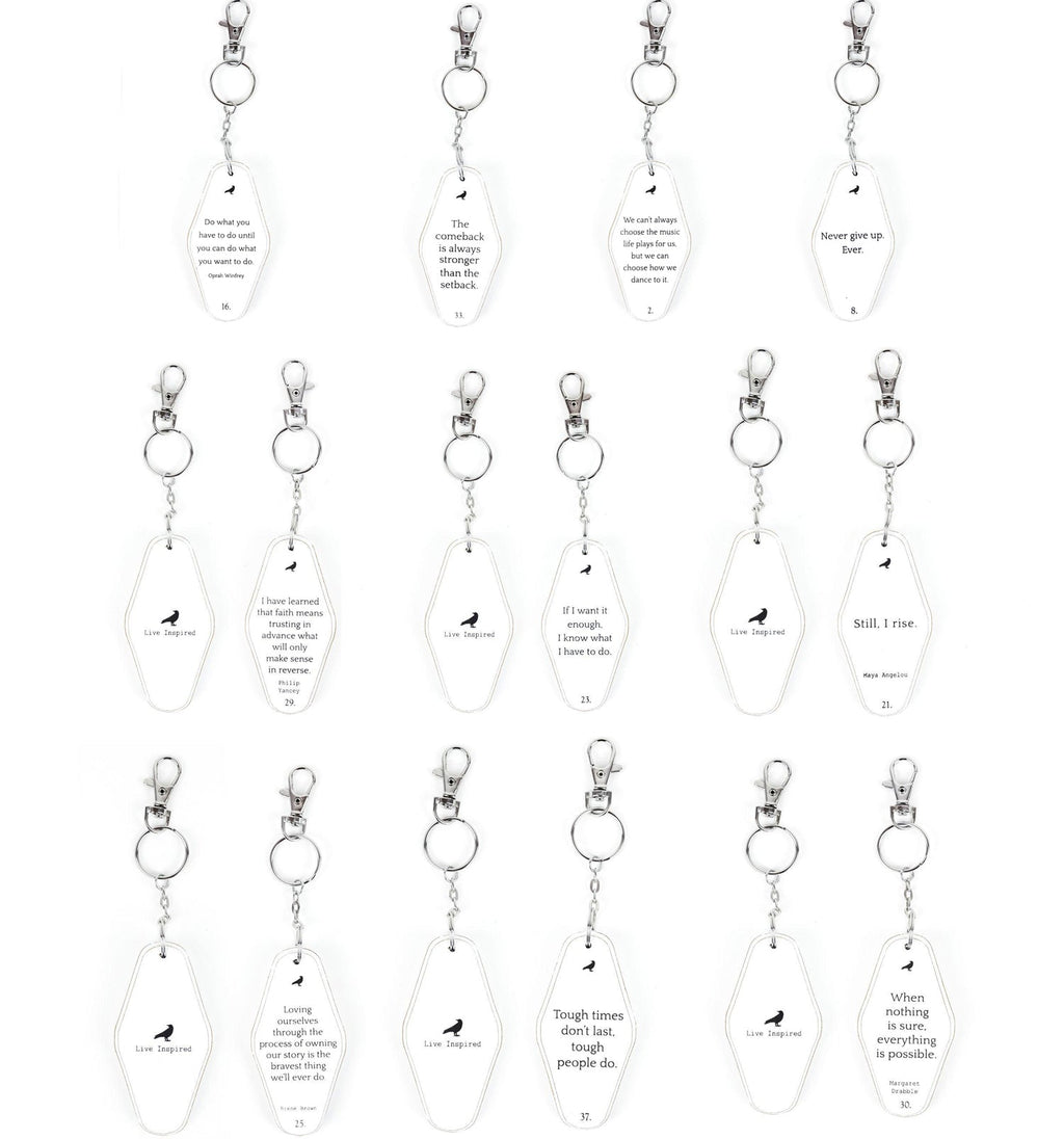 Wooden Inspirational Key Chains Reversible Heavy Duty Motivational Quotes Keyring Set 10 Plus Styles BandsCo Straps