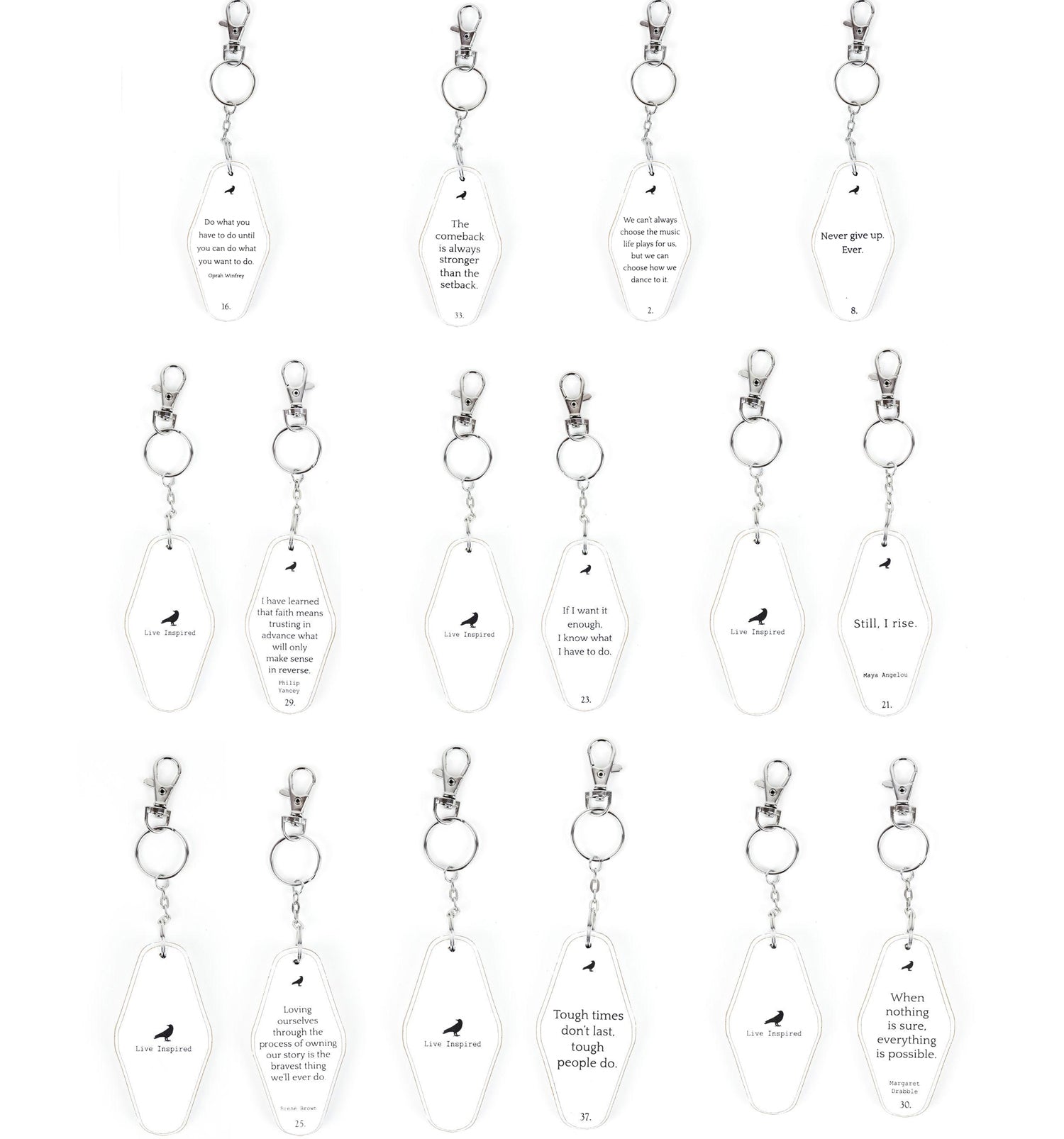 Wooden Inspirational Key Chains Reversible Heavy Duty Motivational Quotes Keyring Set 10 Plus Styles BandsCo Straps