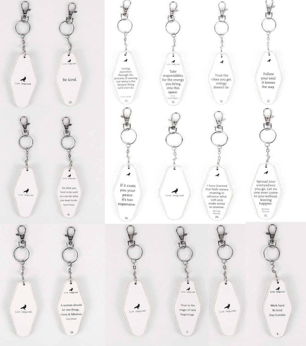Wooden Inspirational Key Chains Reversible Heavy Duty Motivational Quotes Keyring Set 10 Plus Styles BandsCo Straps