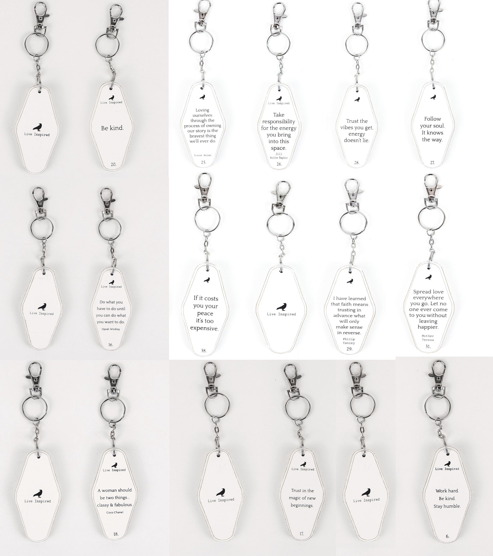 Wooden Inspirational Key Chains Reversible Heavy Duty Motivational Quotes Keyring Set 10 Plus Styles BandsCo Straps