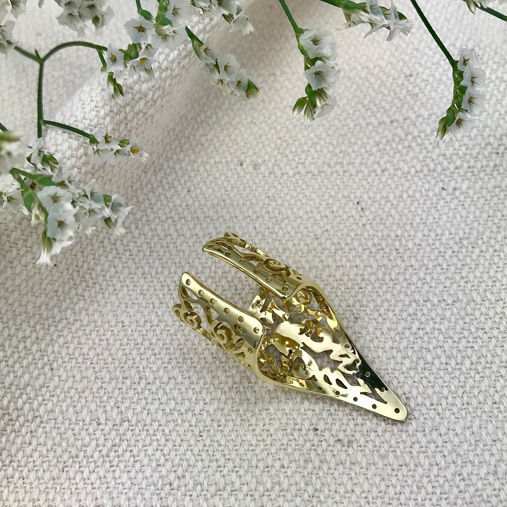 Khmer Temple Statement Ring Recycled Brass Bombshell Cambodian Artisan BandsCo Straps
