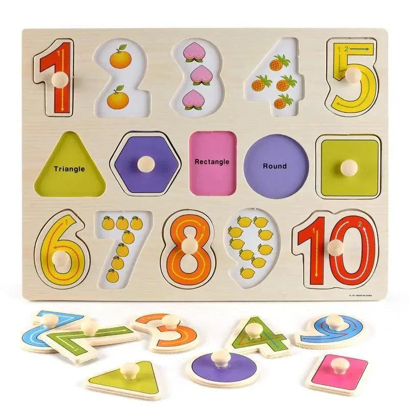 Kids 3D Puzzle Wooden Toys Colorful Geometry Shape Cognition Wood Puzzle Children Early Learning Educational Montessori Toys - SJB-DIAMOND ELITES