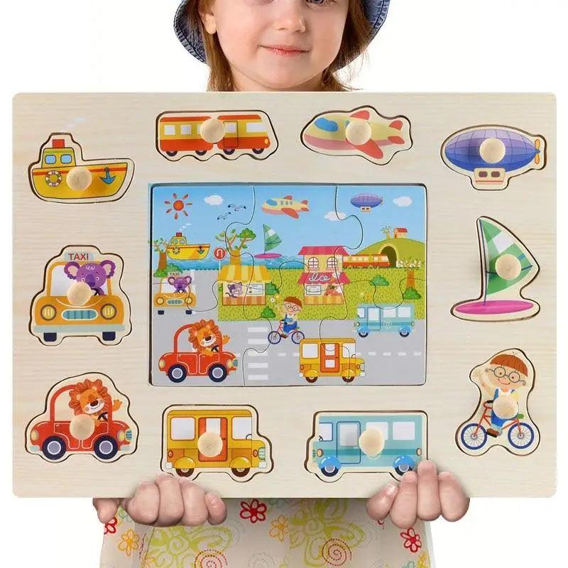 Kids 3D Puzzle Wooden Toys Colorful Geometry Shape Cognition Wood Puzzle Children Early Learning Educational Montessori Toys - SJB-DIAMOND ELITES