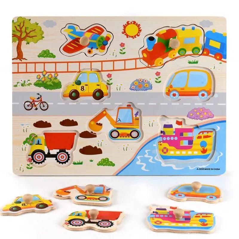 Kids 3D Puzzle Wooden Toys Colorful Geometry Shape Cognition Wood Puzzle Children Early Learning Educational Montessori Toys - SJB-DIAMOND ELITES