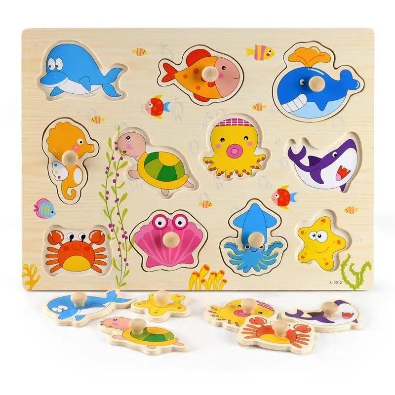 Kids 3D Puzzle Wooden Toys Colorful Geometry Shape Cognition Wood Puzzle Children Early Learning Educational Montessori Toys - SJB-DIAMOND ELITES