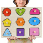 Kids 3D Puzzle Wooden Toys Colorful Geometry Shape Cognition Wood Puzzle Children Early Learning Educational Montessori Toys - SJB-DIAMOND ELITES