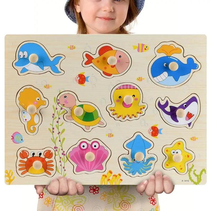 Kids 3D Puzzle Wooden Toys Colorful Geometry Shape Cognition Wood Puzzle Children Early Learning Educational Montessori Toys - SJB-DIAMOND ELITES