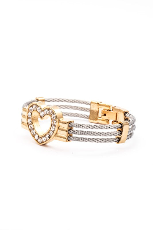 Kids Heart Charm Stainless Steel Bracelet Adjustable