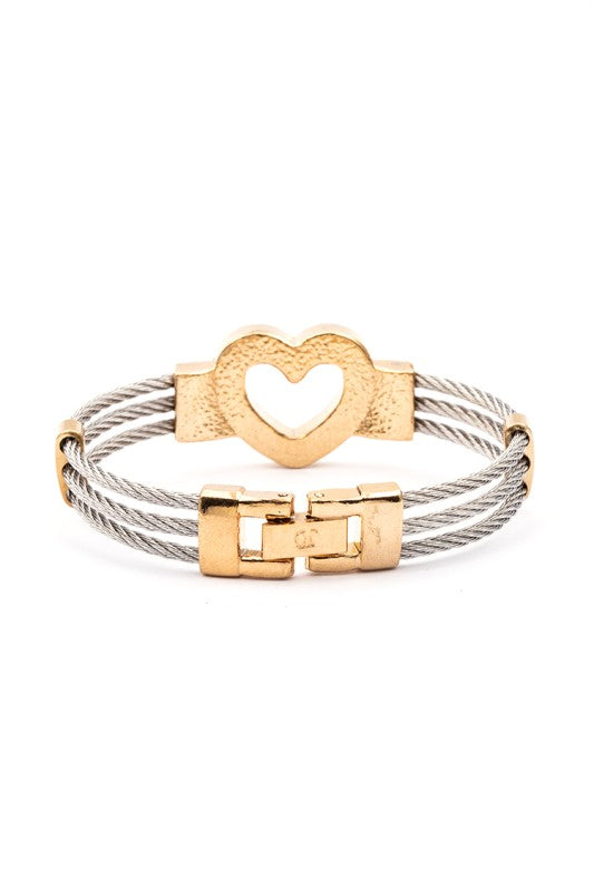 Kids Heart Charm Stainless Steel Bracelet Adjustable