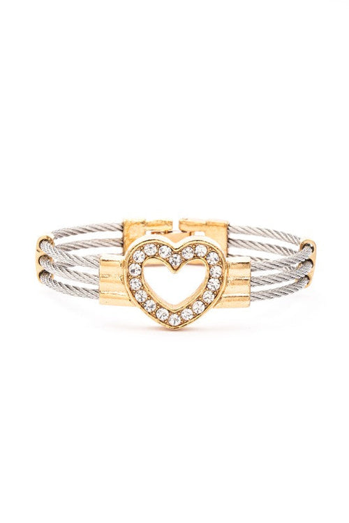Kids Heart Charm Stainless Steel Bracelet Adjustable